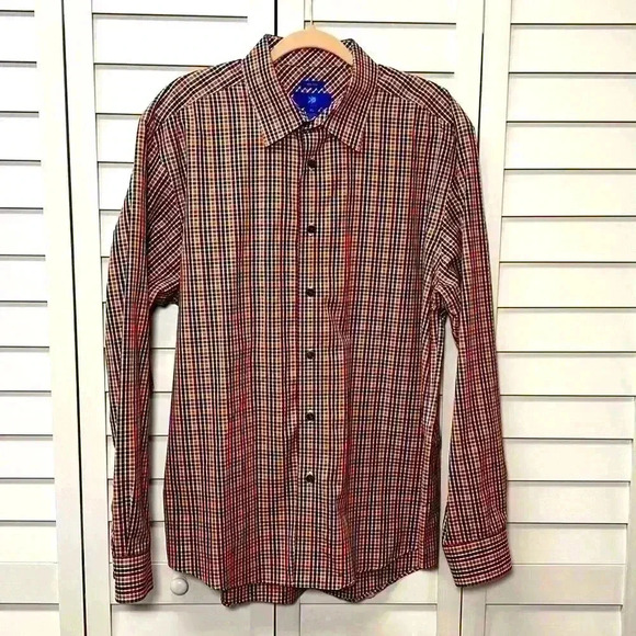 Egara Long Sleeve Plaid Cotton Non-Iron Button Down Shirt Size XL - Picture 1 of 7